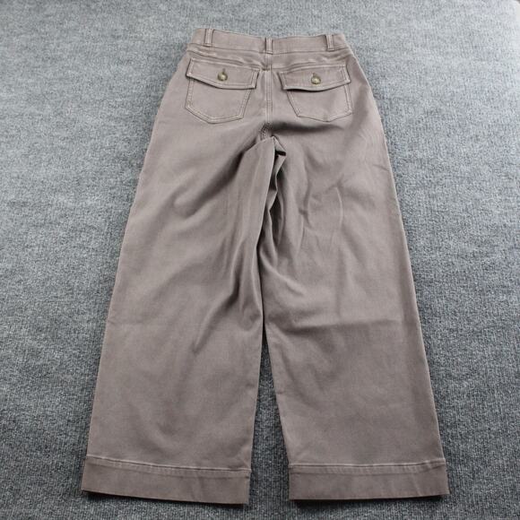 Spanx Pant Medium Stretch Twill Cropped Wide Leg Pant Brown Smoke Utility Casual - Picture 4 of 13